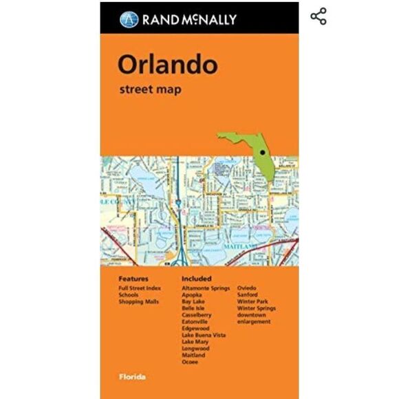 Rand McNally Orlando Florida paper map fold out winter park vacation planning - Picture 1 of 6